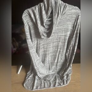 Gray Striped Cowl Neck Top